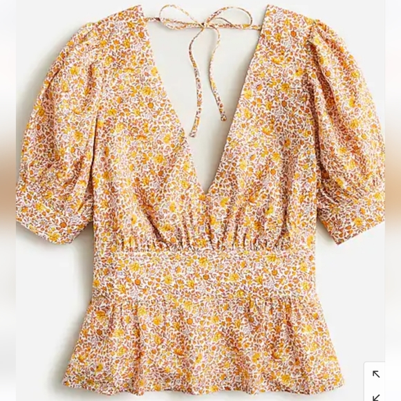 NWT J Crew Puff Sleeve Blouse, Size 14 - Picture 1 of 16